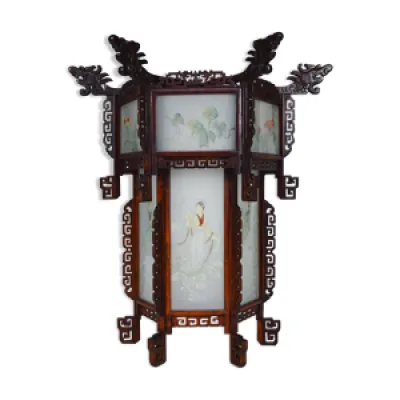 Lanterne asiatique en - dragons panneaux verre