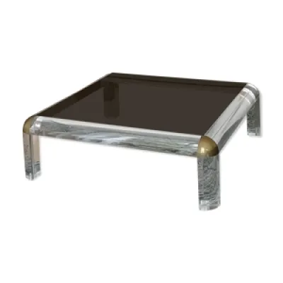 Table basse carrée en - verre laiton