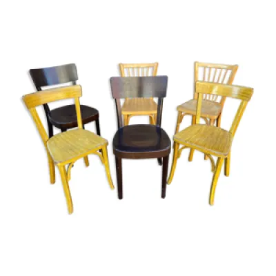 6 chaises bistrot dépareillées - bois