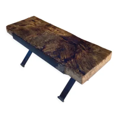 Table basse en bois massif - fer pied