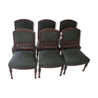 6 chaises style anglais - acajou cuir