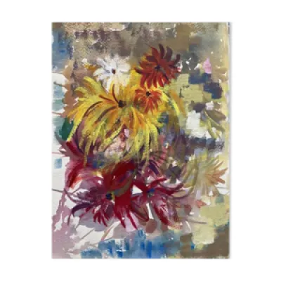 Tableau «fleurs multicolores - atelier