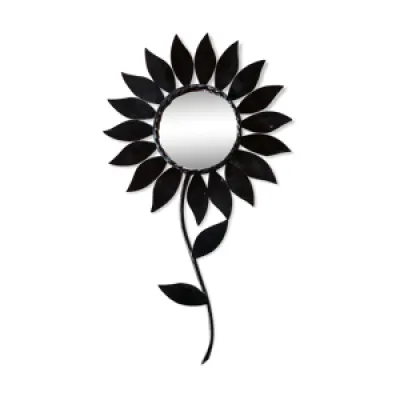Miroir fleur en métal - noir