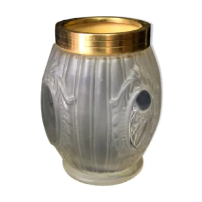 Vase ancien en verre - laiton