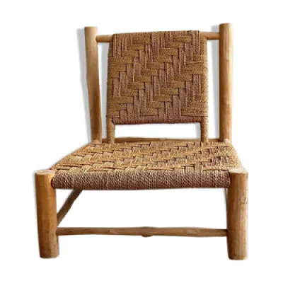 Chaise longue basse en - corde bois