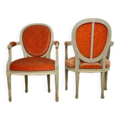 Paire de fauteuils médaillons - 1950 louis