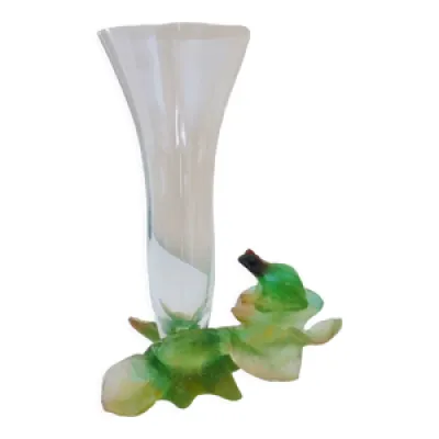 vase grenouille et nénuphars, - cristal