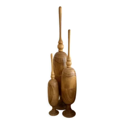 Trio de sculpture en - bois manguier