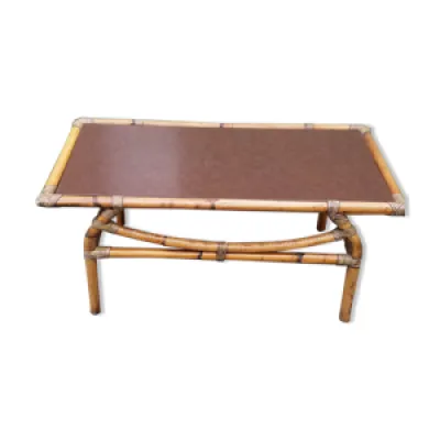 Table basse bambou et - cuir
