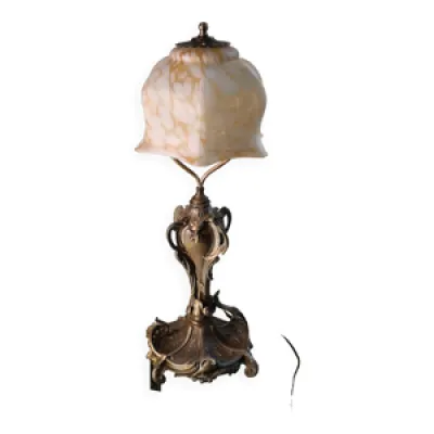 Lampe 1900 art nouveau - bronze abat jour