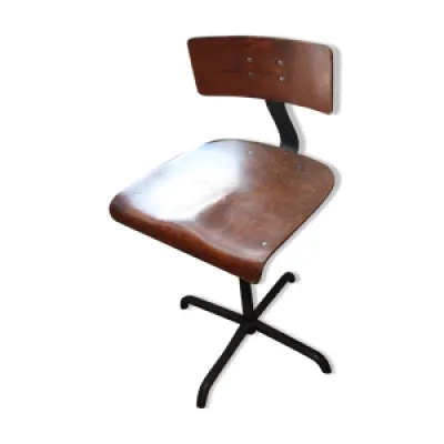 Chaise design d'atelier - bois noir