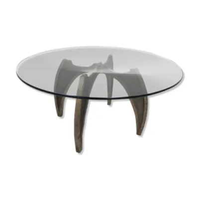 Table basse brutaliste - bronze plateau