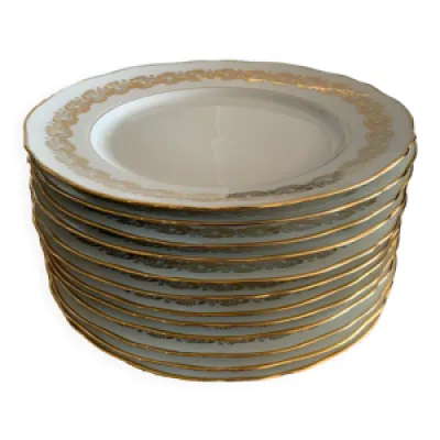 Lot 12 assiettes plates - france porcelaine