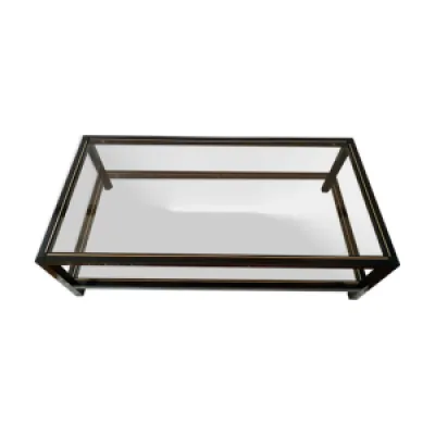 Table basse noire ,or - double plateau verre