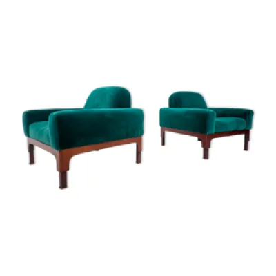 Paire de fauteuils italiens - velours vert