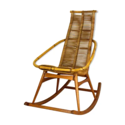 rocking chair en rotin - 1960