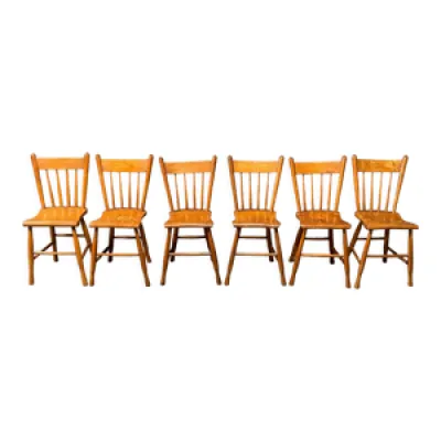 Ensemble de six chaises - bois miel