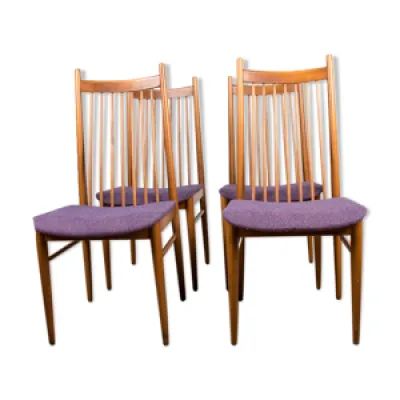Série 4 chaises - teck tissu