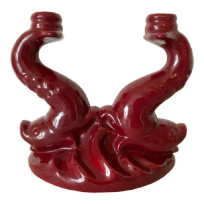 Bougeoir zoomorphe céramique - rouge