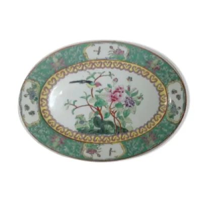 Plat ovale en porcelaine - asiatique decor