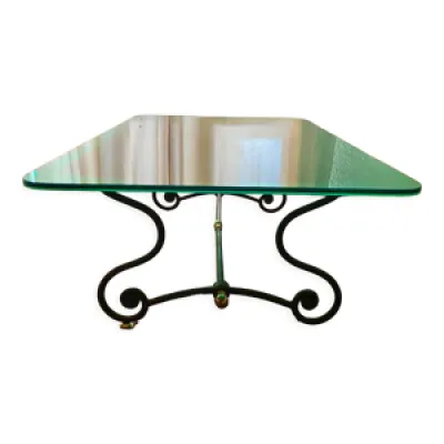 table en fer forgé avec - verre plateau