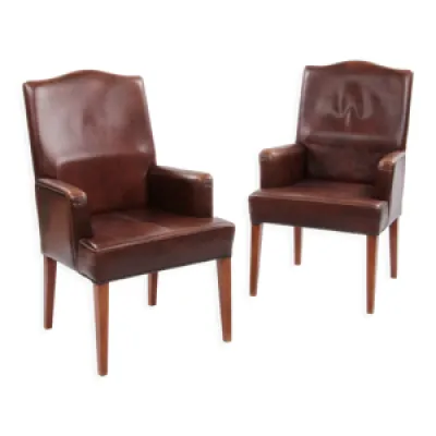 Set de 2 chaises en cuir