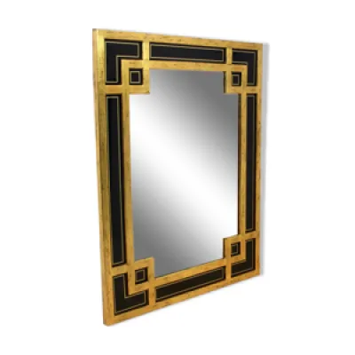 Miroir en bois doré - noir verre