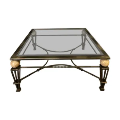 Table 1980 ornementee - marbre metal verre
