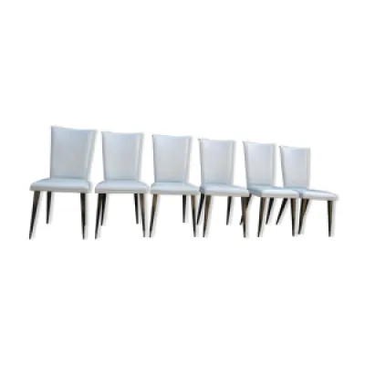 Suite 6 chaises - simili cuir gris