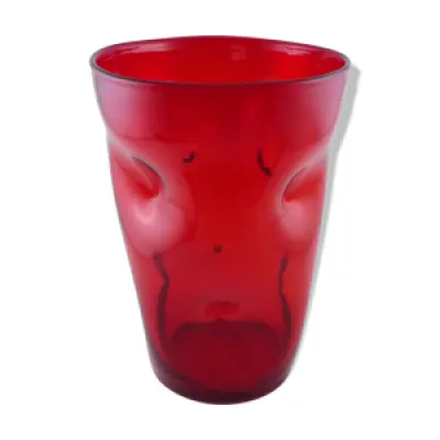 Vase en verre pincé - rubis