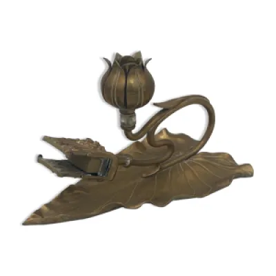 Bougeoir a main bronze - fleur style
