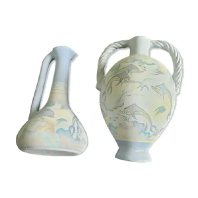 Lot de 2 vases poterie - motif