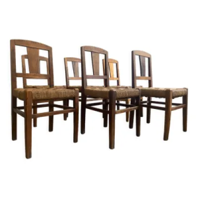 Suite de 6 chaises à - 1950 milieu