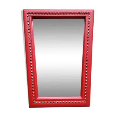 Miroir rétroviseur en - cuir rouge