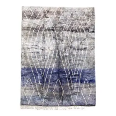 Tapis berbère marocain - motifs bleu gris