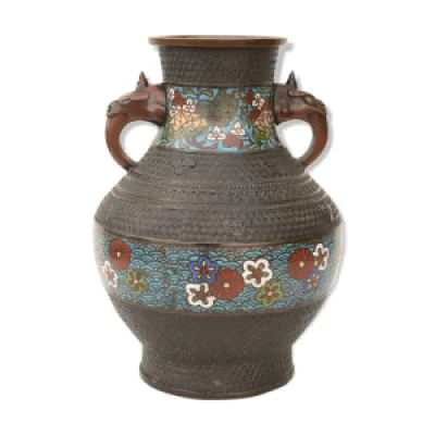 Vase en bronze et émaux - polychromes