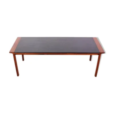 Table basse en palissandre - cuir plateau
