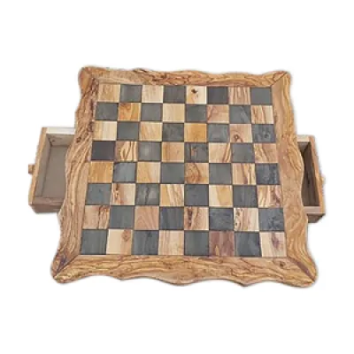 Table d'échecs en bois - tiroirs
