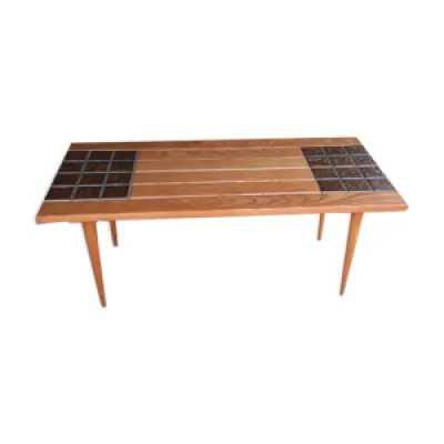 Table basse en pin à - motif carreaux