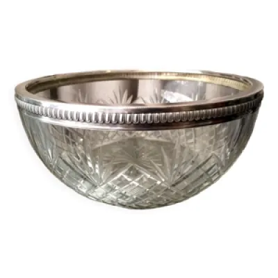 Saladier ou coupe a fruits - taille metal argente
