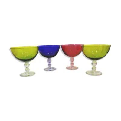 Set de 4 jolies coupes - verres cristal louis