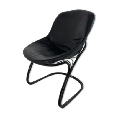 chaise Sabrina en cuir - noir