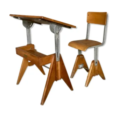 Bureau et chaise enfant - modernistes 1950