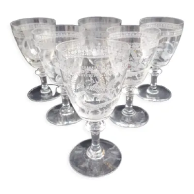 6 verres à vin en cristal - 1900