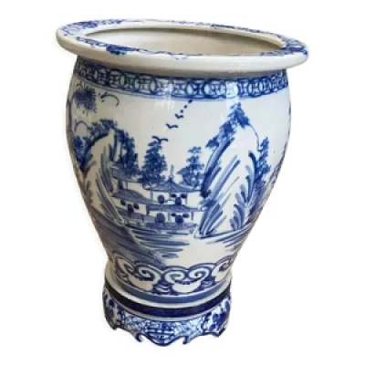 Cache pot vietnamien - porcelaine bleue blanche