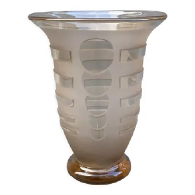 Vase art deco 1930 verre - decor geometrique