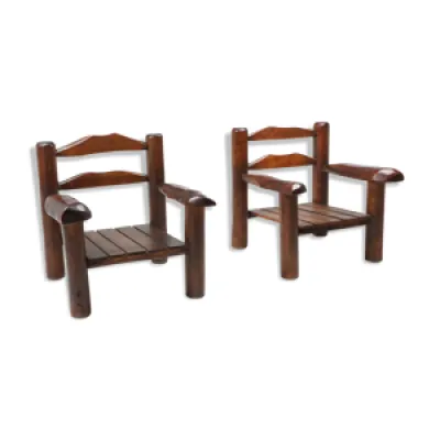 Paire chaises salon - bois rustique