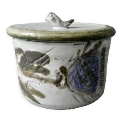 Pot couvert en céramique - oiseau