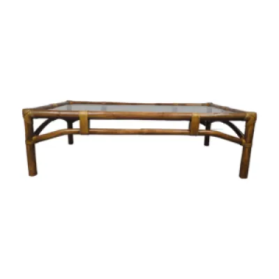 Table basse bambou verre