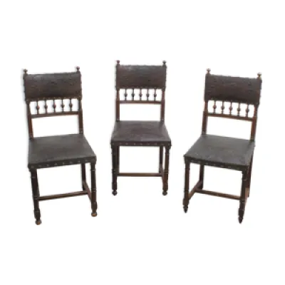 Ensemble de 3 chaises - cuir
